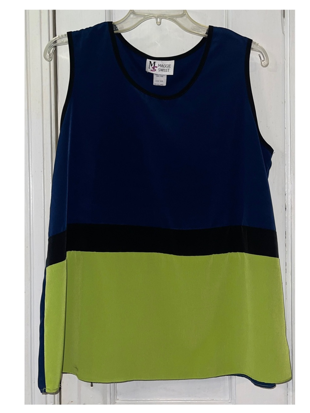 Vintage EUC Maggie Sweet Colorblock Sleeveless Top - Navy & Lime
